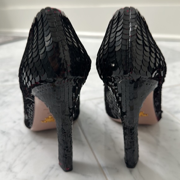 Prada Sequin Peep Toe Pumps - Picture 4 of 5